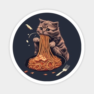 CAT EATING SPAGUETTI Magnet